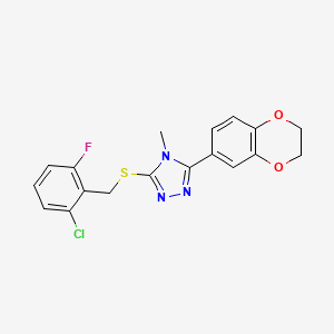 3-[(2-chloro-6-fluorobenzyl)sulfanyl]-5-(2,3-dihydro-1,4-benzodioxin-6-yl)-4-methyl-4H-1,2,4-triazole