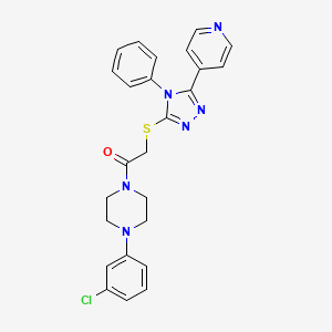 molecular formula C25H23ClN6OS B12470491 1-[4-(3-chlorophenyl)piperazin-1-yl]-2-{[4-phenyl-5-(pyridin-4-yl)-4H-1,2,4-triazol-3-yl]sulfanyl}ethanone 