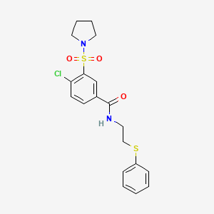 4-chloro-N-[2-(phenylsulfanyl)ethyl]-3-(pyrrolidin-1-ylsulfonyl)benzamide