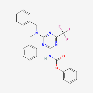 molecular formula C25H20F3N5O2 B12470563 Phenyl N-[4-(dibenzylamino)-6-(trifluoromethyl)-1,3,5-triazin-2-yl]carbamate 