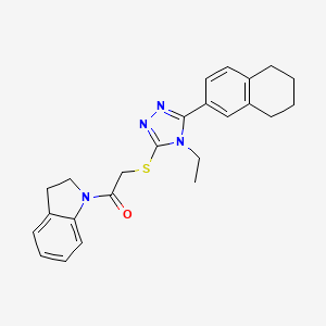 molecular formula C24H26N4OS B12470570 1-(2,3-dihydro-1H-indol-1-yl)-2-{[4-ethyl-5-(5,6,7,8-tetrahydronaphthalen-2-yl)-4H-1,2,4-triazol-3-yl]sulfanyl}ethanone 