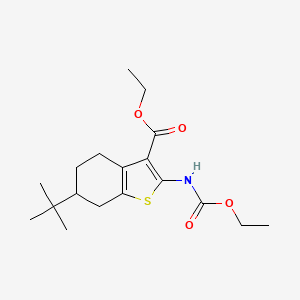 molecular formula C18H27NO4S B12470572 Ethyl 6-tert-butyl-2-[(ethoxycarbonyl)amino]-4,5,6,7-tetrahydro-1-benzothiophene-3-carboxylate 