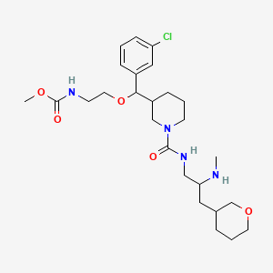 methyl N-[2-[(3-chlorophenyl)-[1-[[2-(methylamino)-3-(oxan-3-yl)propyl]carbamoyl]piperidin-3-yl]methoxy]ethyl]carbamate