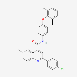 molecular formula C32H27ClN2O2 B12470597 2-(4-chlorophenyl)-N-[4-(2,6-dimethylphenoxy)phenyl]-6,8-dimethylquinoline-4-carboxamide 