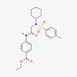 molecular formula C24H30N2O5S B12470651 ethyl 4-({N-cyclohexyl-N-[(4-methylphenyl)sulfonyl]glycyl}amino)benzoate 