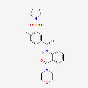 molecular formula C23H27N3O5S B12470677 4-methyl-N-[2-(morpholin-4-ylcarbonyl)phenyl]-3-(pyrrolidin-1-ylsulfonyl)benzamide 