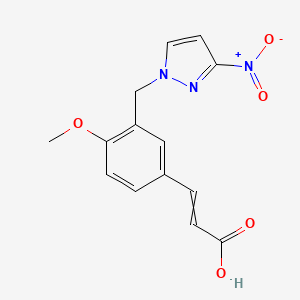 (2E)-3-{4-methoxy-3-[(3-nitropyrazol-1-yl)methyl]phenyl}prop-2-enoic acid