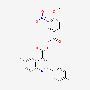 2-(4-Methoxy-3-nitrophenyl)-2-oxoethyl 6-methyl-2-(4-methylphenyl)quinoline-4-carboxylate