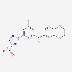 N-(2,3-dihydro-1,4-benzodioxin-6-yl)-6-methyl-2-(4-nitropyrazol-1-yl)pyrimidin-4-amine