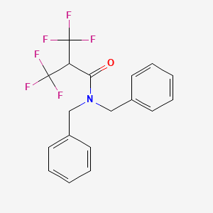 molecular formula C18H15F6NO B12470762 N,N-dibenzyl-3,3,3-trifluoro-2-(trifluoromethyl)propanamide 