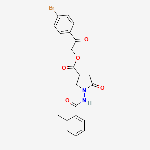 2-(4-Bromophenyl)-2-oxoethyl 1-{[(2-methylphenyl)carbonyl]amino}-5-oxopyrrolidine-3-carboxylate