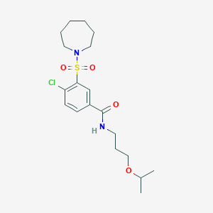 molecular formula C19H29ClN2O4S B12470817 3-(azepan-1-ylsulfonyl)-4-chloro-N-[3-(propan-2-yloxy)propyl]benzamide 