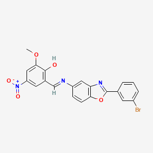 molecular formula C21H14BrN3O5 B12470841 2-[(E)-{[2-(3-bromophenyl)-1,3-benzoxazol-5-yl]imino}methyl]-6-methoxy-4-nitrophenol 