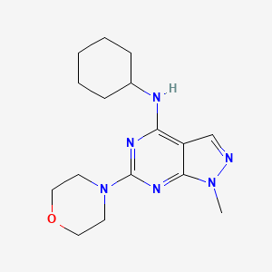 molecular formula C16H24N6O B12470868 N-cyclohexyl-1-methyl-6-(morpholin-4-yl)-1H-pyrazolo[3,4-d]pyrimidin-4-amine 