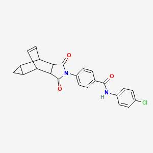 molecular formula C24H19ClN2O3 B12470878 N-(4-chlorophenyl)-4-(1,3-dioxooctahydro-4,6-ethenocyclopropa[f]isoindol-2(1H)-yl)benzamide 