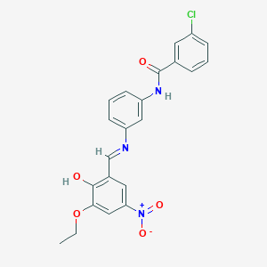 3-chloro-N-(3-{[(E)-(3-ethoxy-2-hydroxy-5-nitrophenyl)methylidene]amino}phenyl)benzamide