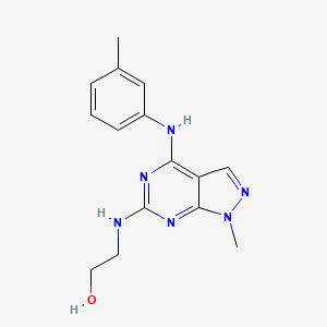 molecular formula C15H18N6O B12470927 2-({1-methyl-4-[(3-methylphenyl)amino]-1H-pyrazolo[3,4-d]pyrimidin-6-yl}amino)ethanol 