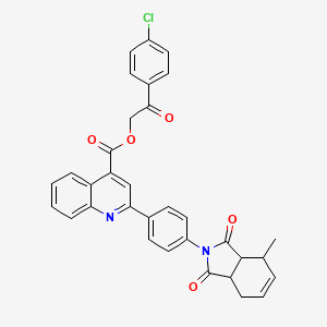 2-(4-chlorophenyl)-2-oxoethyl 2-[4-(4-methyl-1,3-dioxo-1,3,3a,4,7,7a-hexahydro-2H-isoindol-2-yl)phenyl]quinoline-4-carboxylate