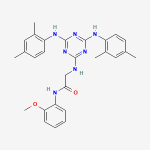 molecular formula C28H31N7O2 B12470950 N~2~-{4,6-bis[(2,4-dimethylphenyl)amino]-1,3,5-triazin-2-yl}-N-(2-methoxyphenyl)glycinamide 