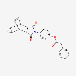 molecular formula C25H21NO4 B12470983 4-(1,3-dioxooctahydro-4,6-ethenocyclopropa[f]isoindol-2(1H)-yl)phenyl phenylacetate 