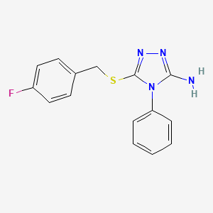 molecular formula C15H13FN4S B12470993 5-[(4-fluorobenzyl)sulfanyl]-4-phenyl-4H-1,2,4-triazol-3-amine 