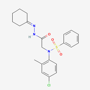 molecular formula C21H24ClN3O3S B12471005 N-(4-Chloro-2-methylphenyl)-N-[(N'-cyclohexylidenehydrazinecarbonyl)methyl]benzenesulfonamide 