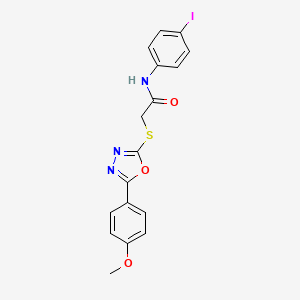 molecular formula C17H14IN3O3S B12471019 N-(4-iodophenyl)-2-{[5-(4-methoxyphenyl)-1,3,4-oxadiazol-2-yl]sulfanyl}acetamide 