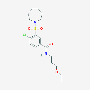 3-(azepan-1-ylsulfonyl)-4-chloro-N-(3-ethoxypropyl)benzamide