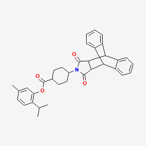 molecular formula C35H35NO4 B12471084 5-Methyl-2-(propan-2-yl)phenyl 4-(16,18-dioxo-17-azapentacyclo[6.6.5.0~2,7~.0~9,14~.0~15,19~]nonadeca-2,4,6,9,11,13-hexaen-17-yl)cyclohexanecarboxylate (non-preferred name) 