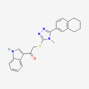 molecular formula C23H22N4OS B12471103 1-(1H-indol-3-yl)-2-{[4-methyl-5-(5,6,7,8-tetrahydronaphthalen-2-yl)-4H-1,2,4-triazol-3-yl]sulfanyl}ethanone 