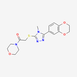 molecular formula C17H20N4O4S B12471110 2-{[5-(2,3-dihydro-1,4-benzodioxin-6-yl)-4-methyl-4H-1,2,4-triazol-3-yl]sulfanyl}-1-(morpholin-4-yl)ethanone 