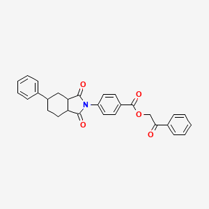 molecular formula C29H25NO5 B12471134 2-oxo-2-phenylethyl 4-(1,3-dioxo-5-phenyloctahydro-2H-isoindol-2-yl)benzoate 