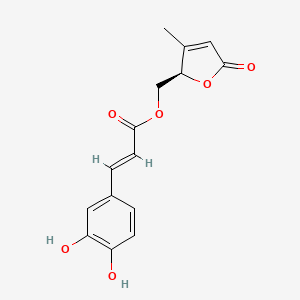 molecular formula C15H14O6 B1247117 (E)-3-(3,4-Dihydroxyphenyl)propenoic acid [(2R)-3-methyl-2,5-dihydro-5-oxofuran-2-yl]methyl ester 
