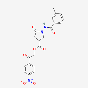 2-(4-Nitrophenyl)-2-oxoethyl 1-{[(3-methylphenyl)carbonyl]amino}-5-oxopyrrolidine-3-carboxylate