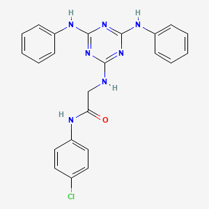 molecular formula C23H20ClN7O B12471202 N~2~-[4,6-bis(phenylamino)-1,3,5-triazin-2-yl]-N-(4-chlorophenyl)glycinamide 