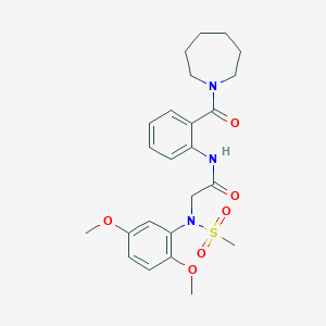 molecular formula C24H31N3O6S B12471209 N-[2-(azepan-1-ylcarbonyl)phenyl]-N~2~-(2,5-dimethoxyphenyl)-N~2~-(methylsulfonyl)glycinamide 