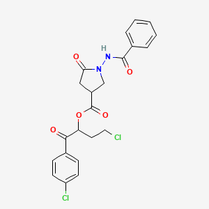 4-Chloro-1-(4-chlorophenyl)-1-oxobutan-2-yl 5-oxo-1-[(phenylcarbonyl)amino]pyrrolidine-3-carboxylate