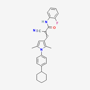 2-cyano-3-[1-(4-cyclohexylphenyl)-2,5-dimethylpyrrol-3-yl]-N-(2-fluorophenyl)prop-2-enamide