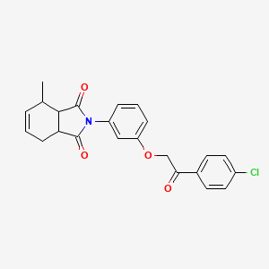 molecular formula C23H20ClNO4 B12471263 2-{3-[2-(4-chlorophenyl)-2-oxoethoxy]phenyl}-4-methyl-3a,4,7,7a-tetrahydro-1H-isoindole-1,3(2H)-dione 