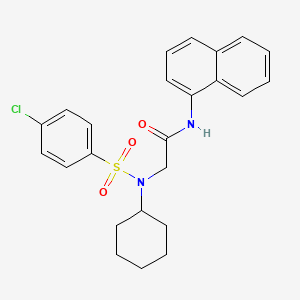 molecular formula C24H25ClN2O3S B12471290 N~2~-[(4-chlorophenyl)sulfonyl]-N~2~-cyclohexyl-N-naphthalen-1-ylglycinamide 