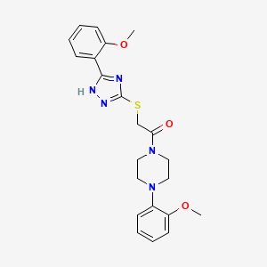 molecular formula C22H25N5O3S B12471297 1-[4-(2-methoxyphenyl)piperazin-1-yl]-2-{[5-(2-methoxyphenyl)-4H-1,2,4-triazol-3-yl]sulfanyl}ethanone 