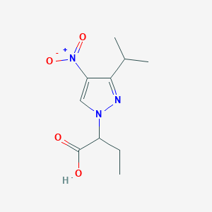 molecular formula C10H15N3O4 B12471310 2-[4-nitro-3-(propan-2-yl)-1H-pyrazol-1-yl]butanoic acid 