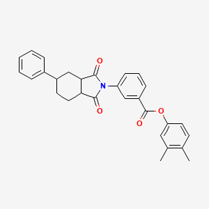 molecular formula C29H27NO4 B12471329 3,4-dimethylphenyl 3-(1,3-dioxo-5-phenyloctahydro-2H-isoindol-2-yl)benzoate 