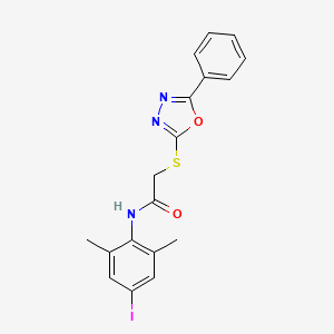 molecular formula C18H16IN3O2S B12471384 N-(4-iodo-2,6-dimethylphenyl)-2-[(5-phenyl-1,3,4-oxadiazol-2-yl)sulfanyl]acetamide 