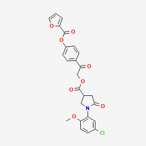 2-{4-[(Furan-2-ylcarbonyl)oxy]phenyl}-2-oxoethyl 1-(5-chloro-2-methoxyphenyl)-5-oxopyrrolidine-3-carboxylate