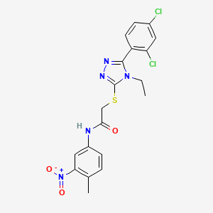 molecular formula C19H17Cl2N5O3S B12471410 2-{[5-(2,4-dichlorophenyl)-4-ethyl-4H-1,2,4-triazol-3-yl]sulfanyl}-N-(4-methyl-3-nitrophenyl)acetamide 