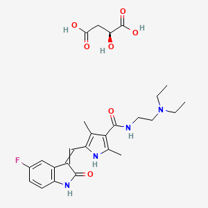 molecular formula C26H33FN4O7 B12471412 N-[2-(diethylamino)ethyl]-5-[(5-fluoro-2-oxo-1H-indol-3-ylidene)methyl]-2,4-dimethyl-1H-pyrrole-3-carboxamide;(2S)-2-hydroxybutanedioic acid 