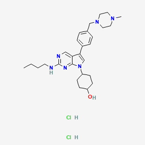 molecular formula C28H42Cl2N6O B12471413 4-[2-(butylamino)-5-[4-[(4-methylpiperazin-1-yl)methyl]phenyl]pyrrolo[2,3-d]pyrimidin-7-yl]cyclohexan-1-ol;dihydrochloride 