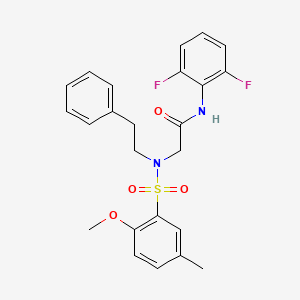 molecular formula C24H24F2N2O4S B12471418 N-(2,6-difluorophenyl)-N~2~-[(2-methoxy-5-methylphenyl)sulfonyl]-N~2~-(2-phenylethyl)glycinamide 