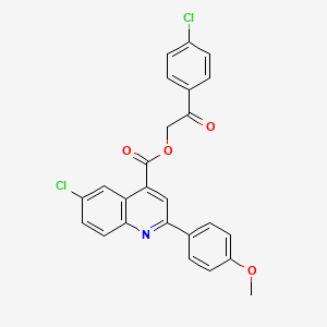 molecular formula C25H17Cl2NO4 B12471420 2-(4-Chlorophenyl)-2-oxoethyl 6-chloro-2-(4-methoxyphenyl)quinoline-4-carboxylate CAS No. 355420-72-3